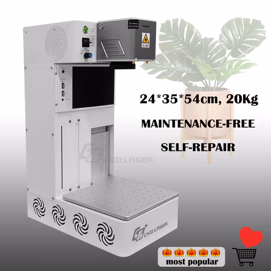 Mini máquina de marcado láser de fibra de enfoque automático de escritorio portátil para grabado de metal Tarjeta de memoria de plástico Impresión de logotipo Placa de identificación de metal rotativa Grabador de anillo rotatorio